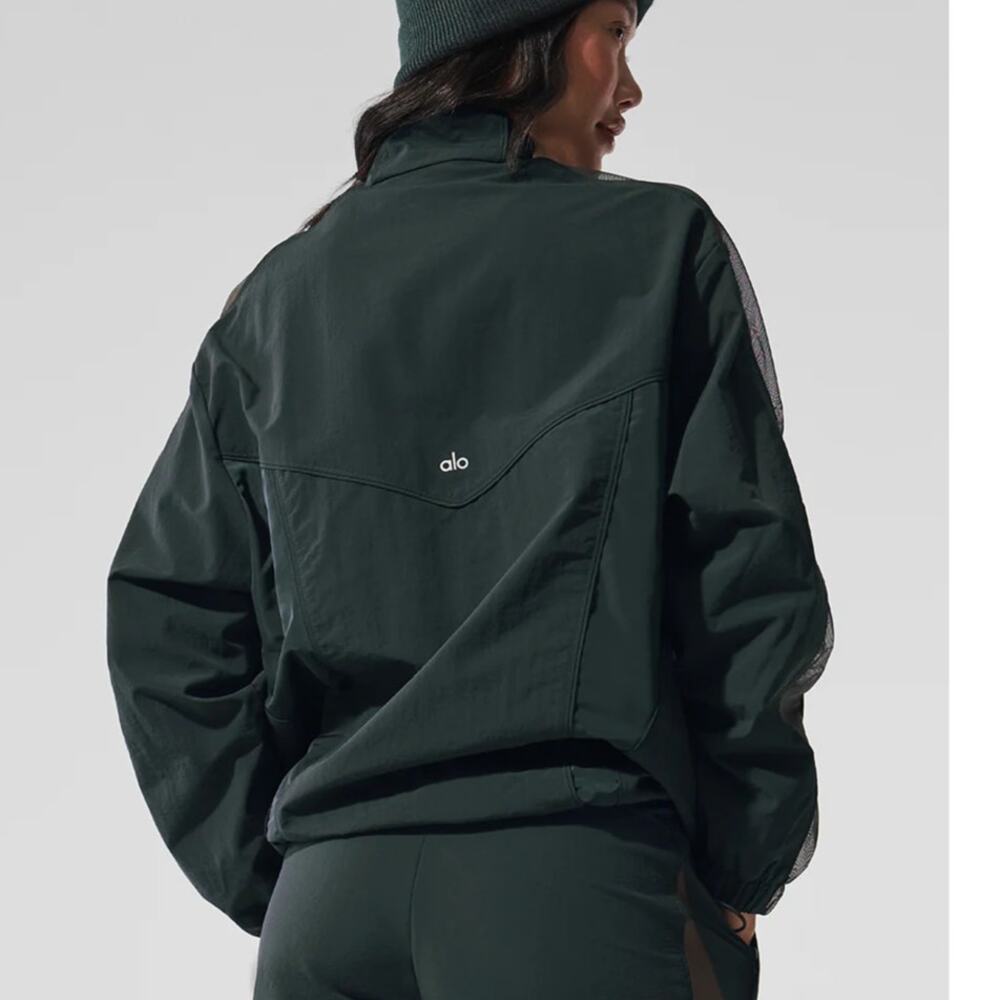 Alo Yoga Origin Full-Zip Track Jacket Size XXS Charcoal Green Windbreaker $198 - Picture 6 of 16